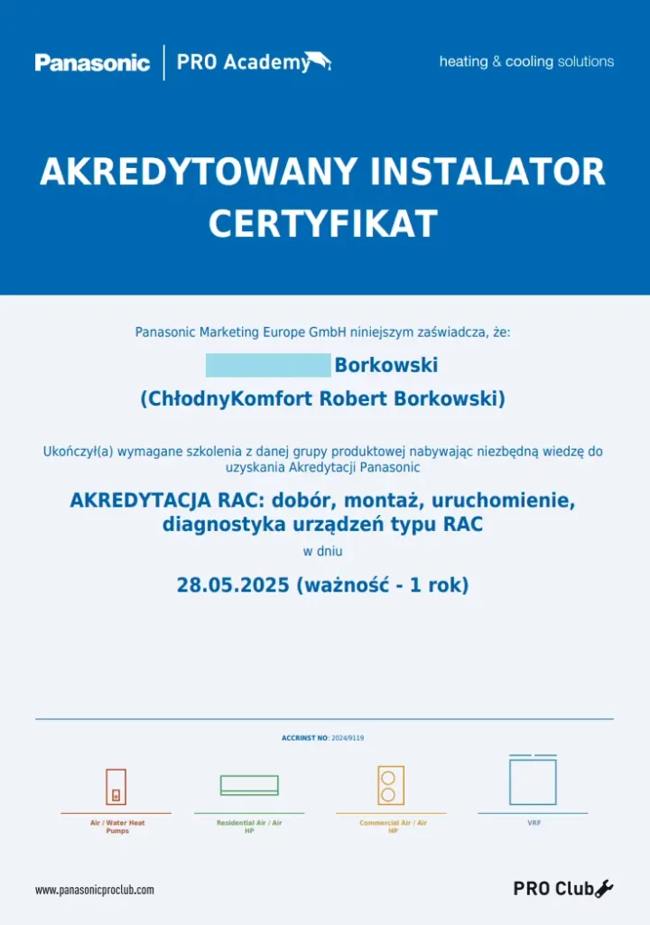 Certyfikat Autoryzacyjny Panasonic