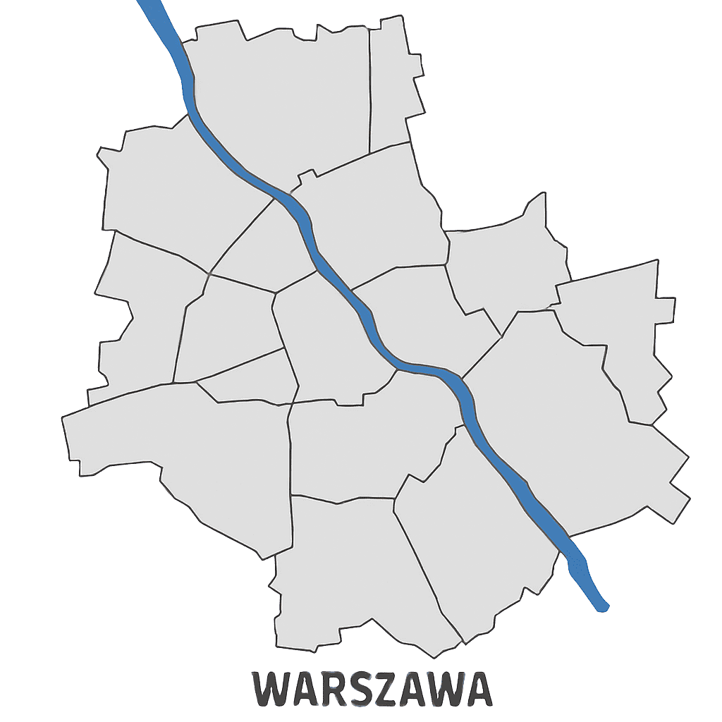 Obrazek pokazuje obsługiwany obszar montązu klimatyzacji w Warszawie.