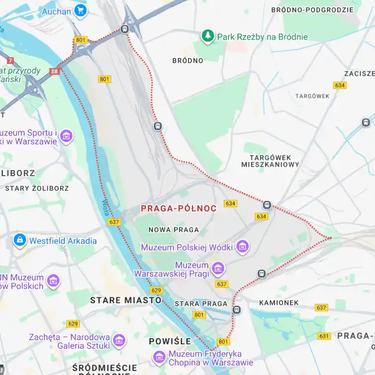 warszawa praga polnoc mapa