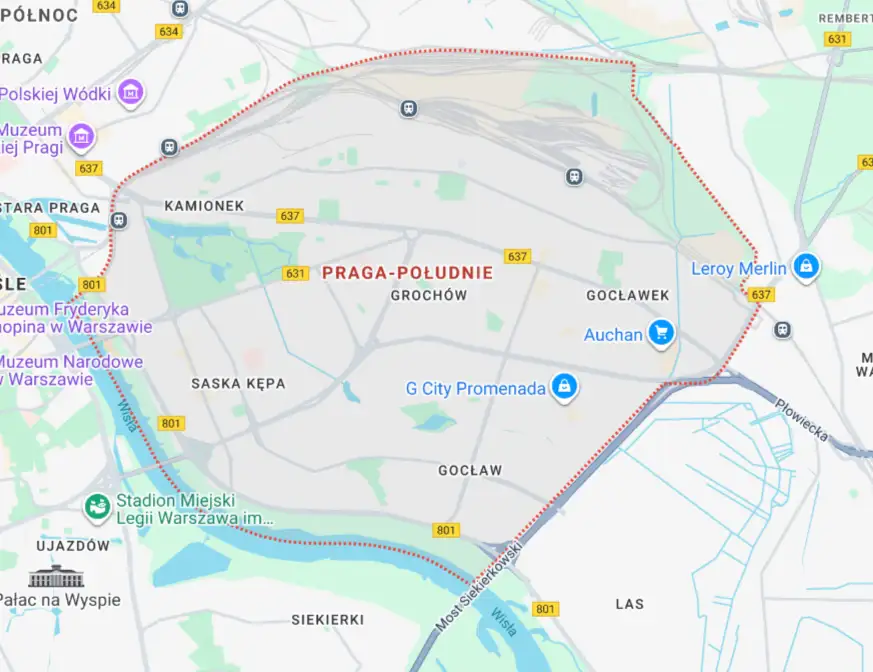 warszawa praga poludnie mapa