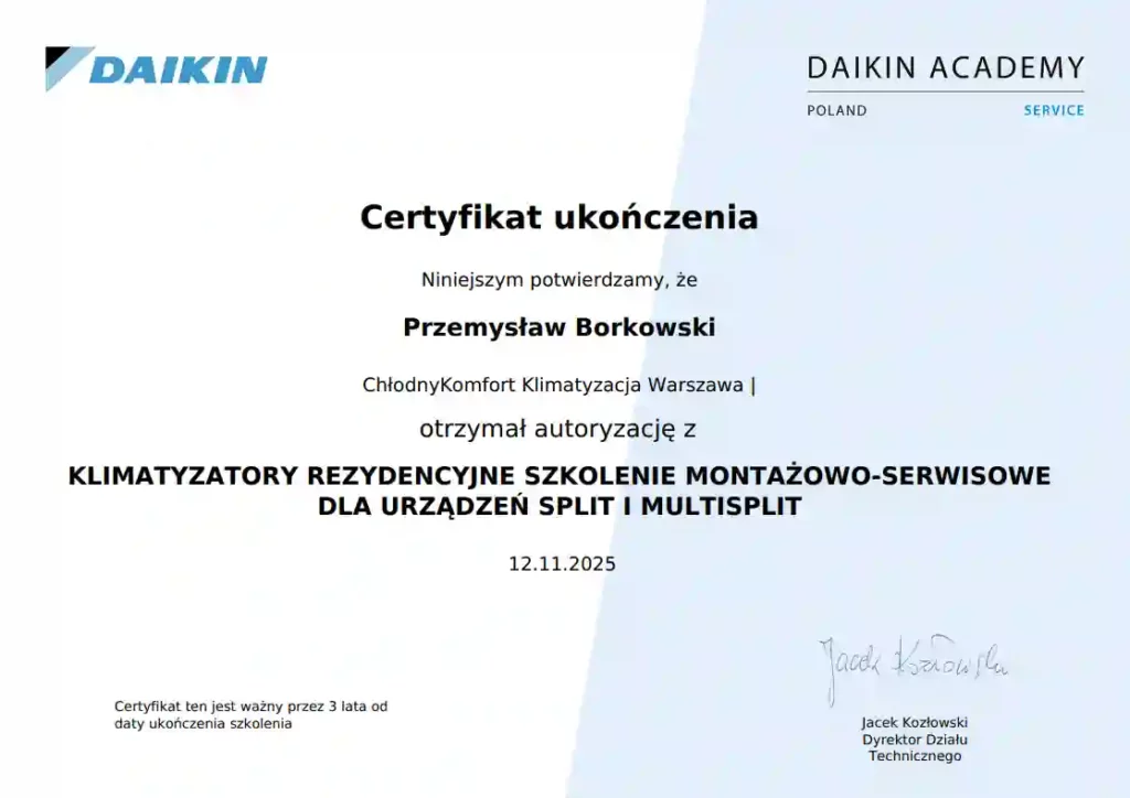 Certyfikat APS Daikin