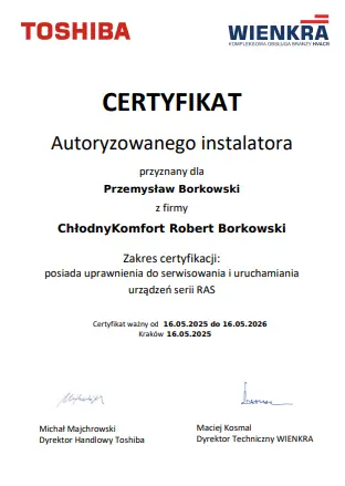 Certyfikat APS Toshiba